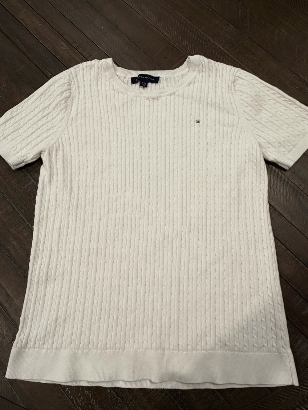 Tommy Hilfiger Women’s Cable Knit Short Sleeve Sweater XL